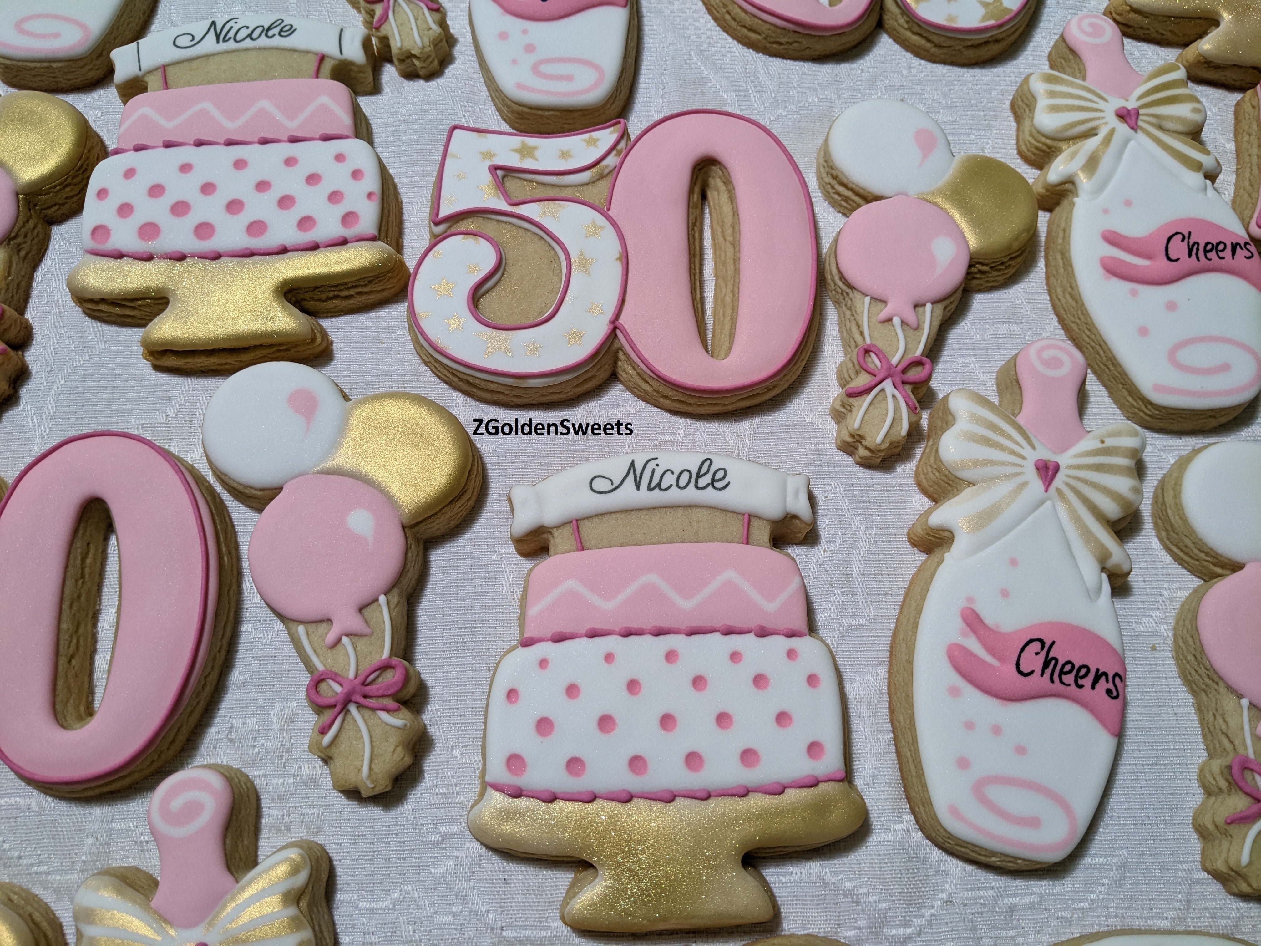 50th Birthday Party 24 Personalized Decorated Cookies – ZGoldenSweets